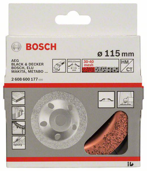 Bosch Accessories 2608600177 Hartmetalltopfscheibe, 115 x 22,23 mm, fein, flach fein, flach 115mm 1St.