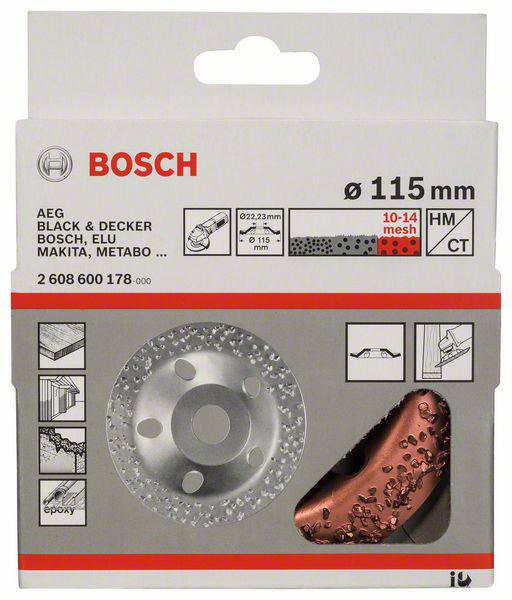 Bosch Accessories 2608600178 Hartmetalltopfscheibe, 115 x 22,23 mm, grob, schräg grob, schräg 115 mm 1 St.