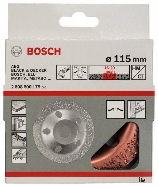 Bosch Accessories 2608600179 Hartmetalltopfscheibe, 115 x 22,23 mm, mittel, schräg mittel, schräg 115mm 1St.