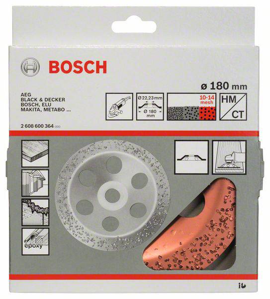 Bosch Accessories 2608600364 Hartmetalltopfscheibe, 180 x 22,23 mm, grob, flach grob, flach 180mm 1St.