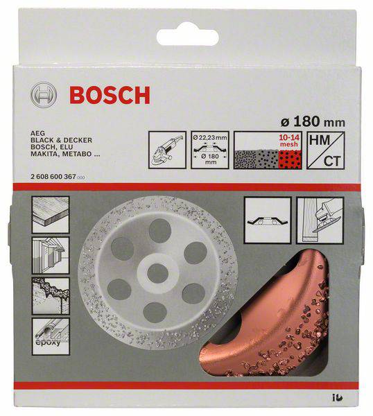 Bosch Accessories 2608600367 Hartmetalltopfscheibe, 180 x 22,23 mm, grob, schräg grob, schräg 18 cm 1 St.