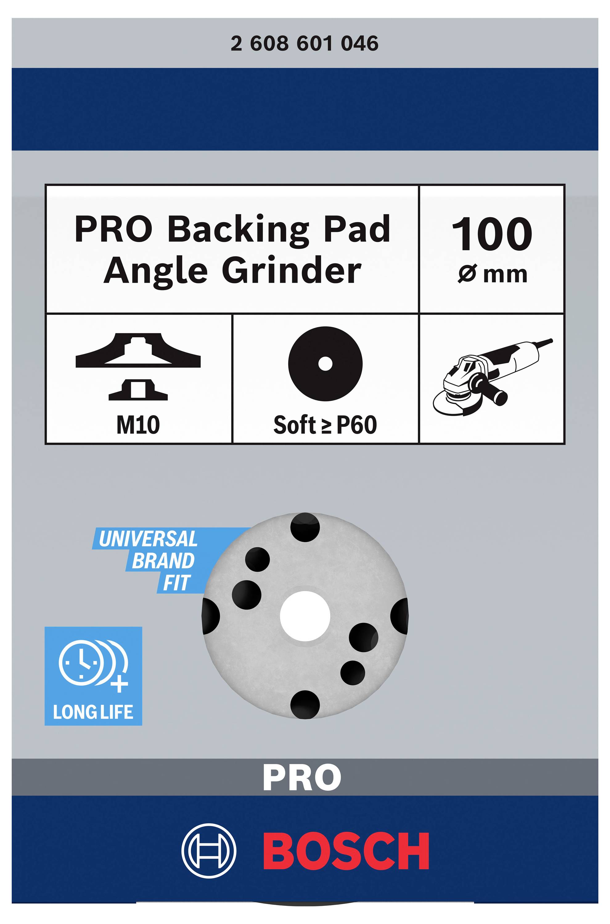 Bosch Accessories 2608601046 Stützteller Standard, M10, 100 mm, 15 300 U/min Durchmesser 100 mm