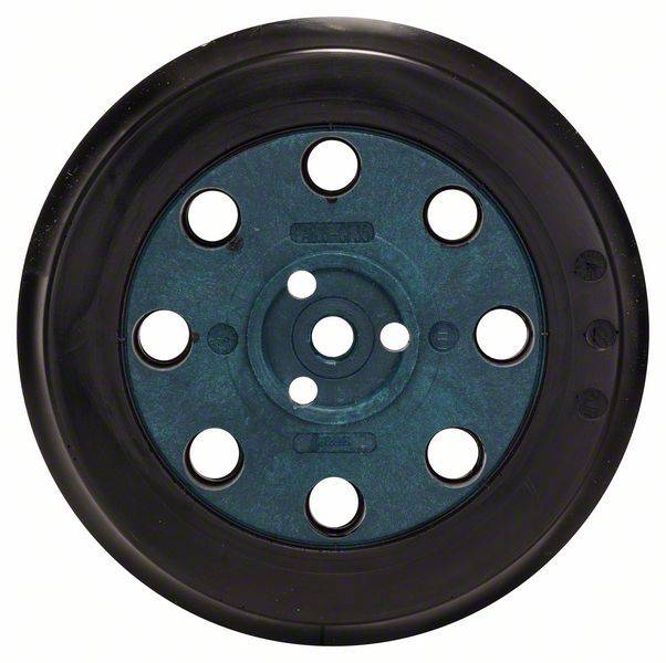 Ein Schleifteller mit mehreren runden Löchern, geeignet zum Anbringen von Schleifpapier auf einer Schleifmaschine.