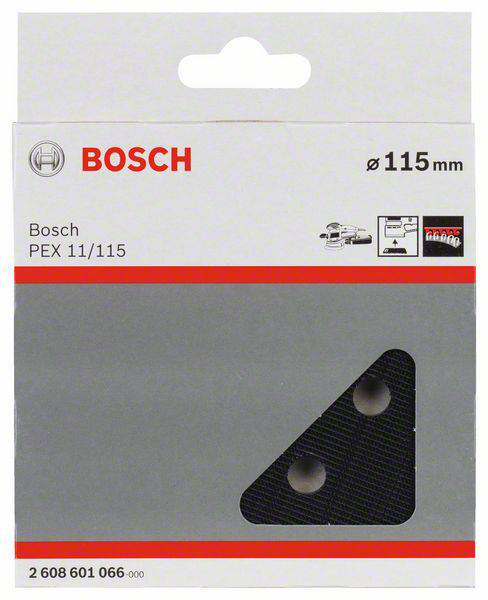'Bosch PEX 11/115' Schleifpapier-Verpackung mit Abbildung von Schleifgerät, geeignet für 115 mm Durchmesser.