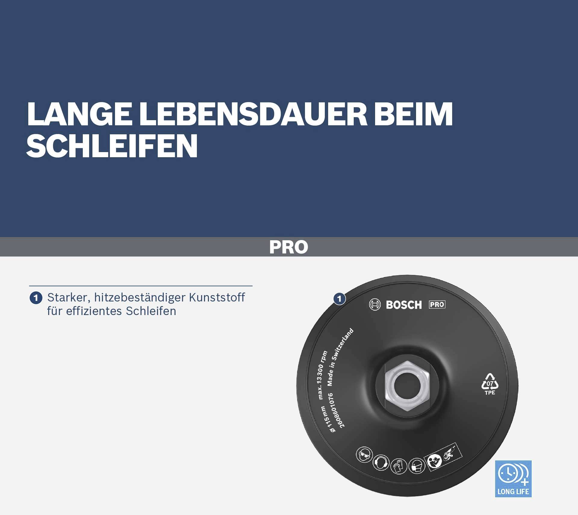 Bosch Accessories 2608601076 Stützteller mit Klettverschluss zum Befestigen von Schleifblättern 115mm Durchmesser 115mm