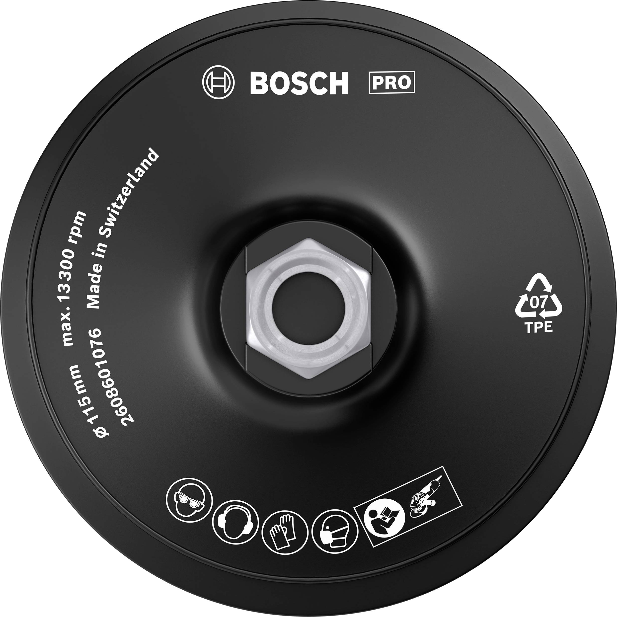 Bosch Accessories 2608601076 Stützteller mit Klettverschluss zum Befestigen von Schleifblättern 115mm Durchmesser 115mm
