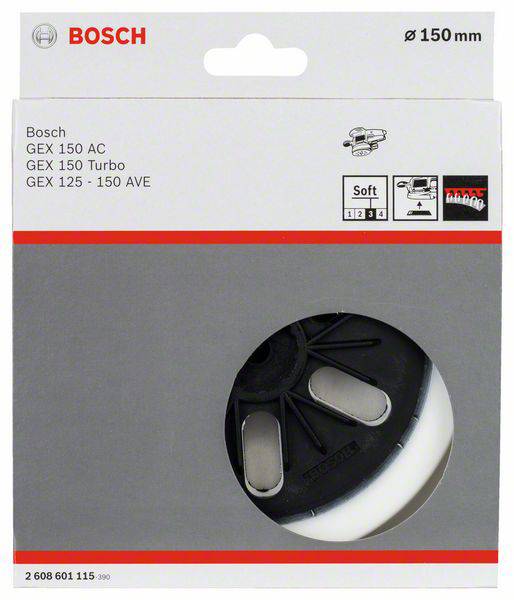 Bosch Accessories 2608601115 Schleifteller weich, 150 mm, für GEX 125-150 AVE, GEX 150 AC, GEX 150 Durchmesser 150 mm Passend für (Details) Exzenter