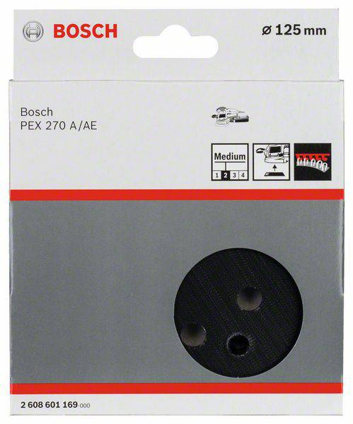 Bosch Accessories 2608601169 Schleifteller mittel, 125 mm, 8, für PEX 270 A, PEX 270 AE Durchmesser 125 mm