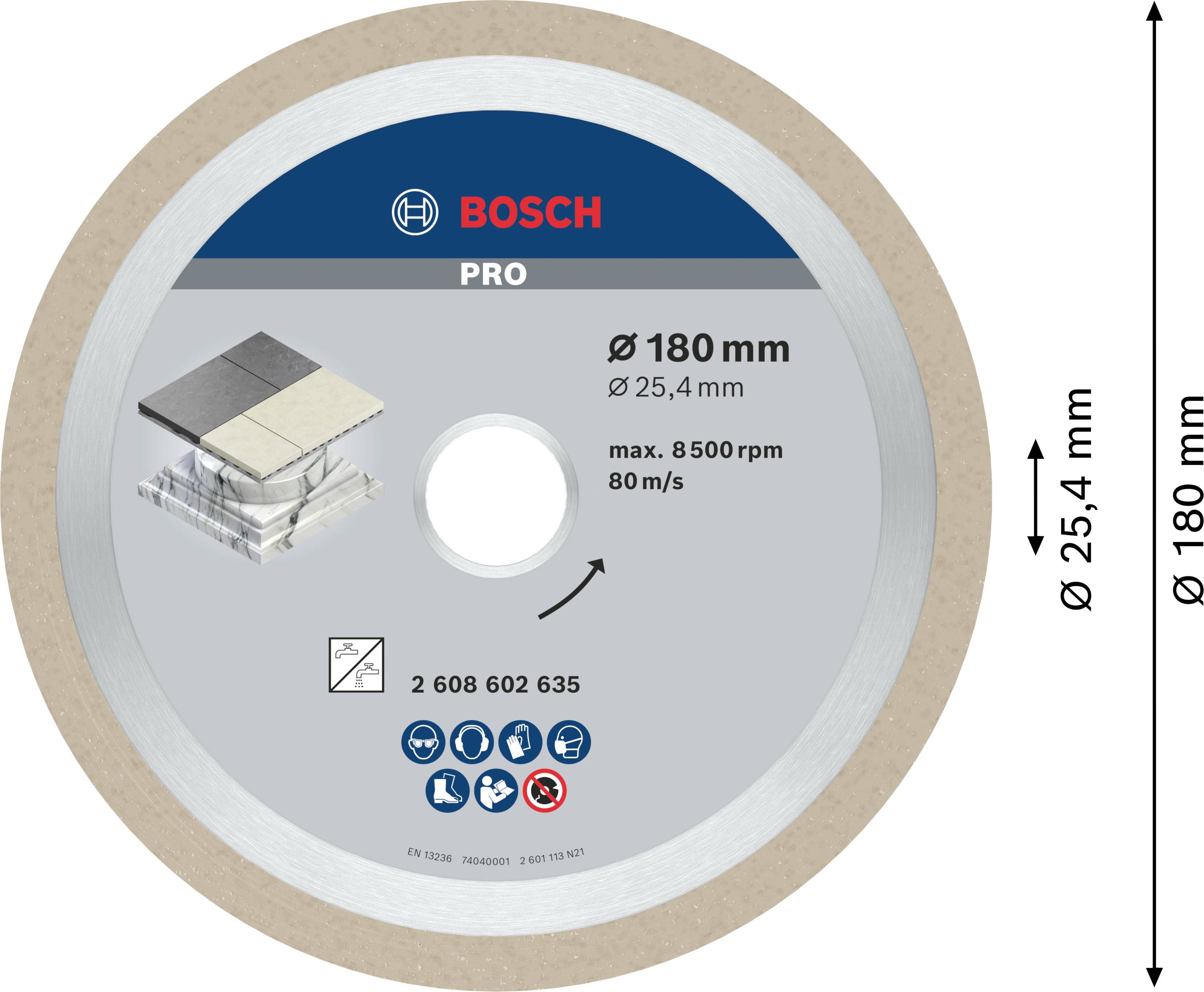 Bosch Accessories 2608602635 Diamanttrennscheibe Durchmesser 180mm 1St.