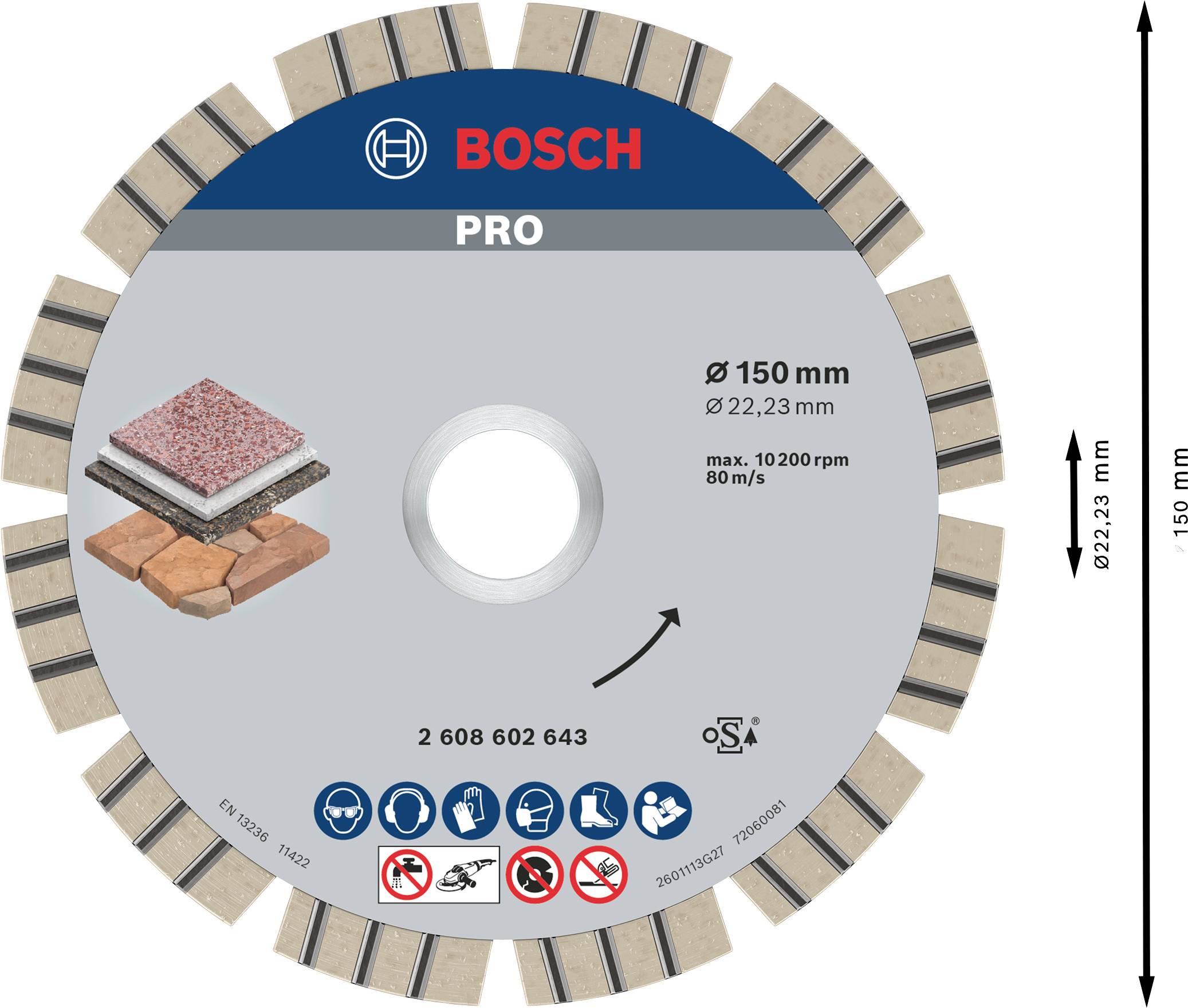 Bosch Accessories 2608602643 Diamanttrennscheibe Durchmesser 150mm 1St.