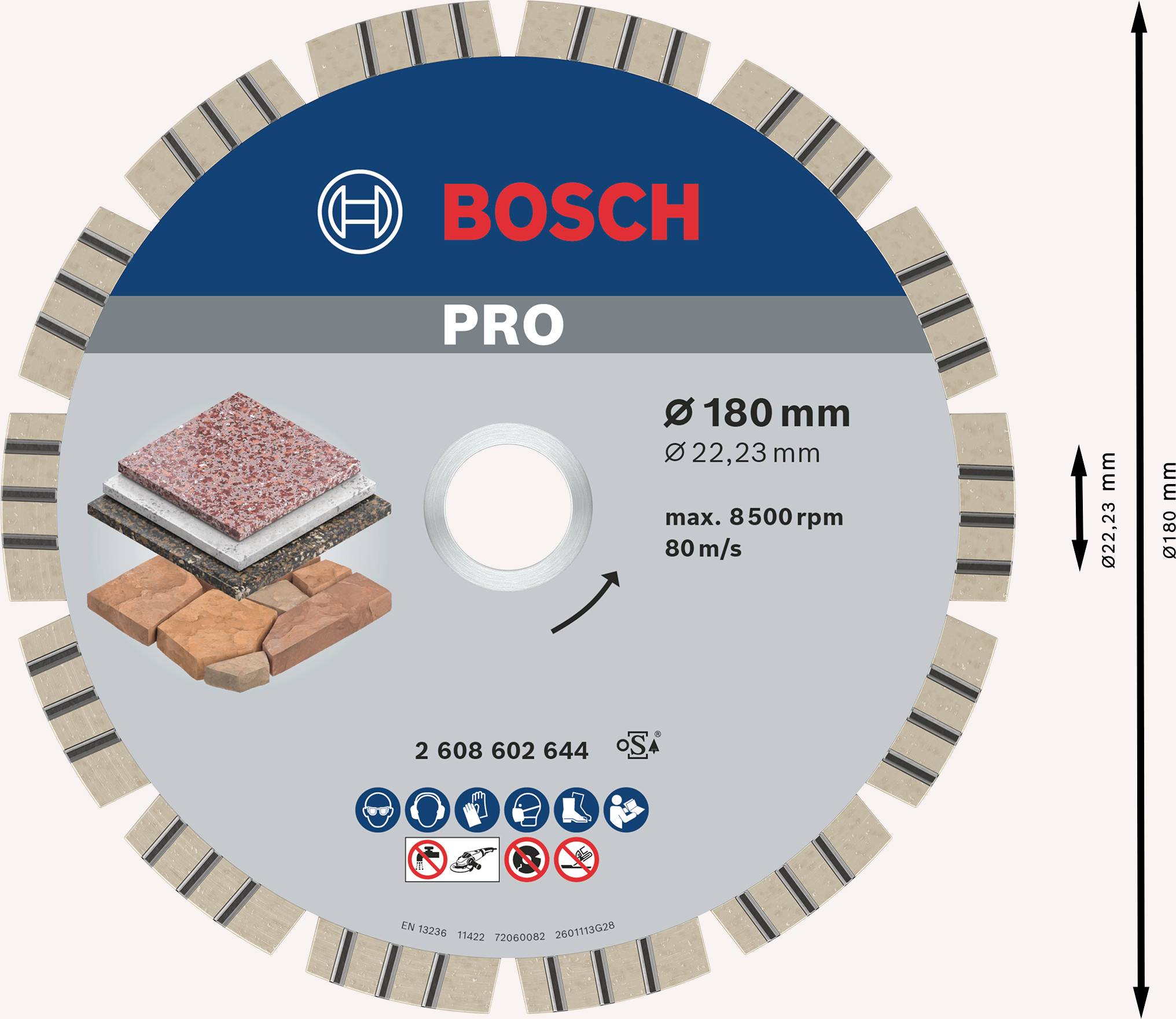 Bosch Accessories 2608602644 Diamanttrennscheibe Durchmesser 180mm 1St.