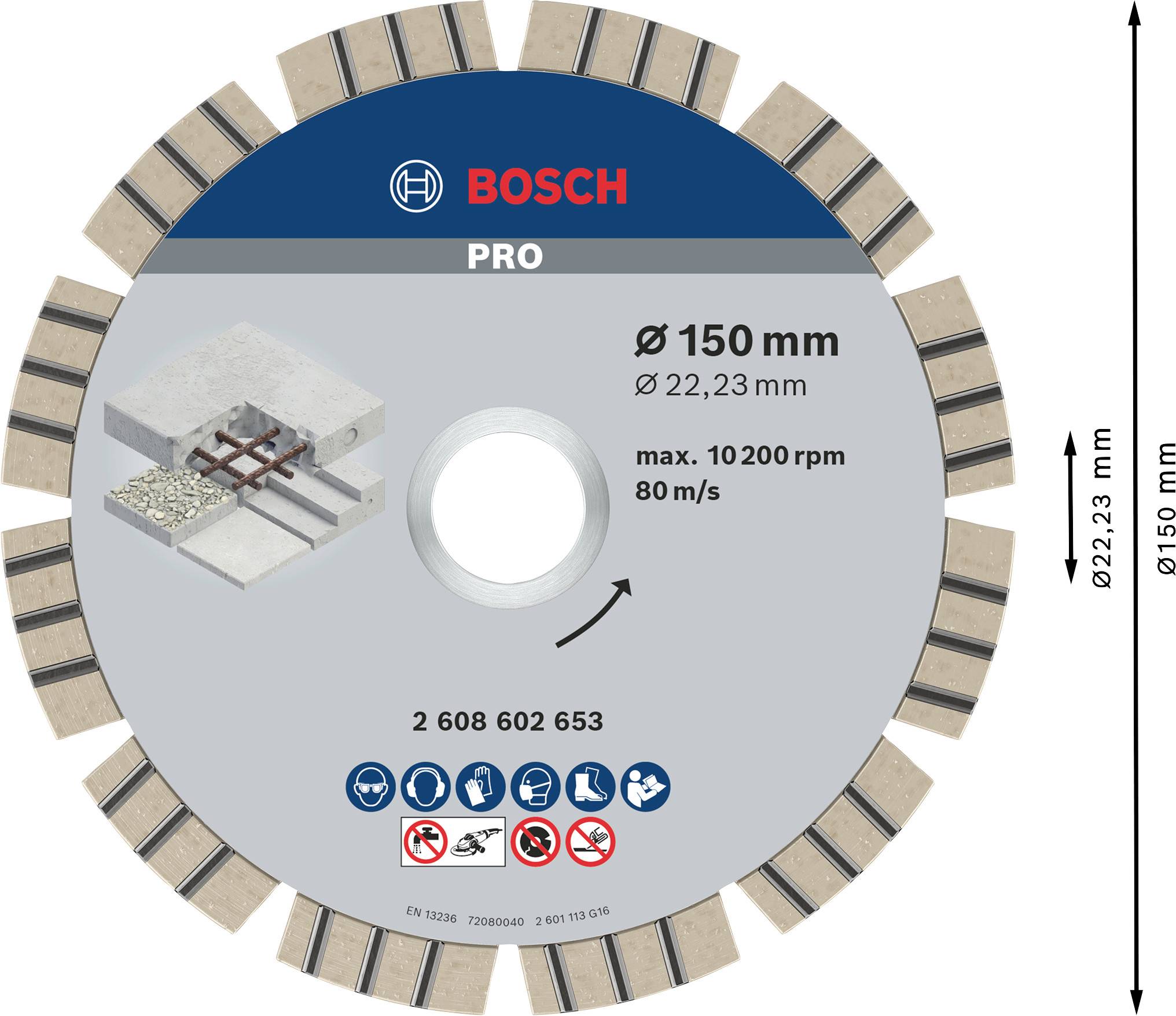 Bosch Accessories 2608602653 Diamanttrennscheibe Durchmesser 150mm 1St.