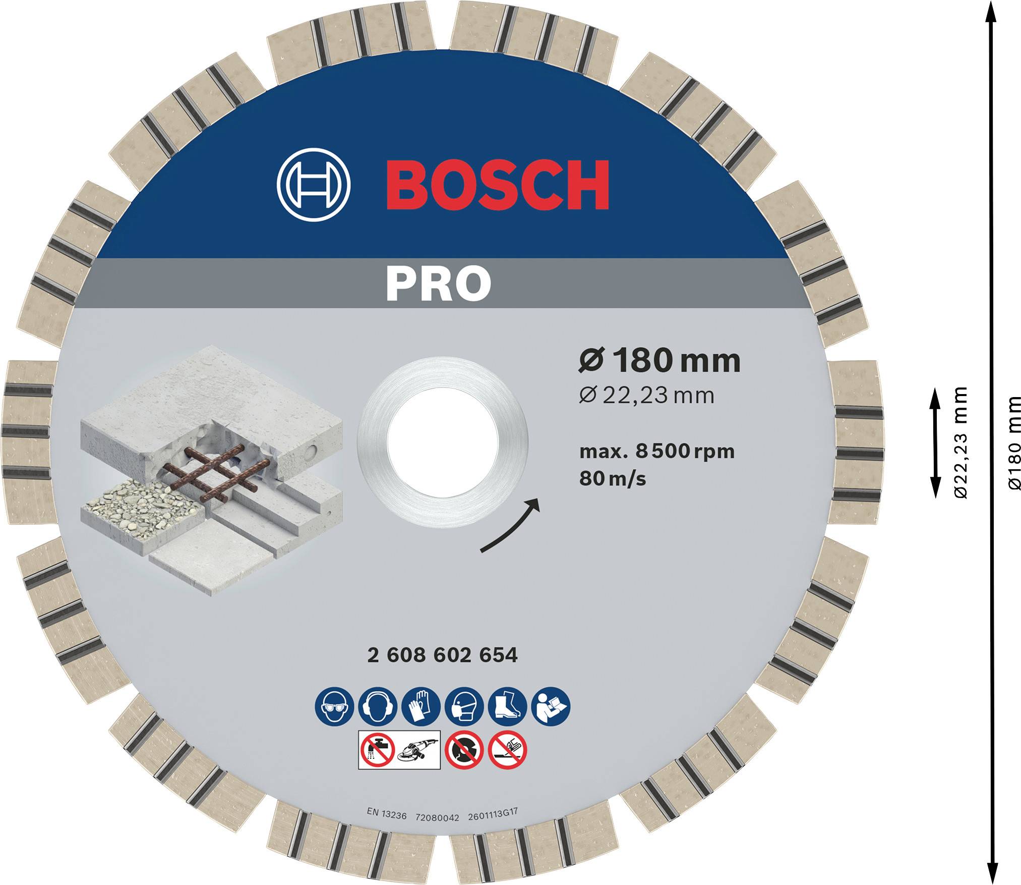 Bosch Accessories 2608602654 Diamanttrennscheibe Durchmesser 180mm 1St.
