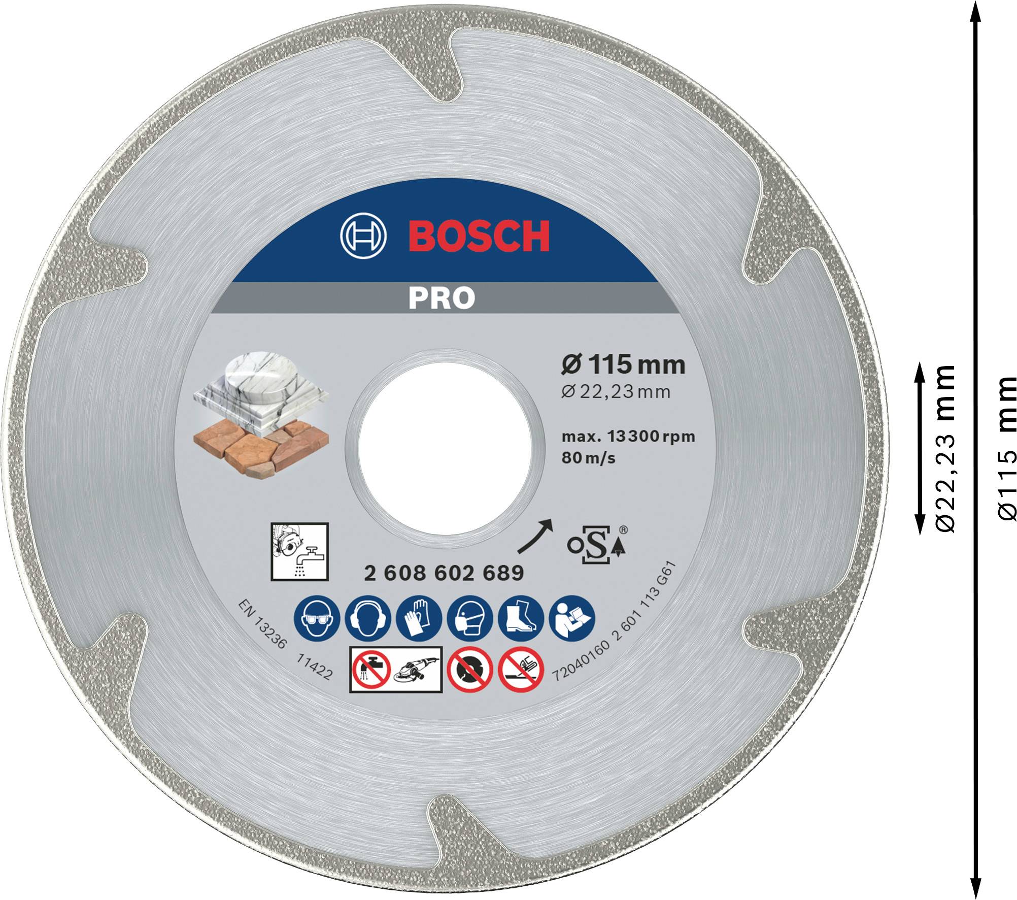 Bosch Accessories 2608602689 Diamanttrennscheibe Durchmesser 115mm 1St.
