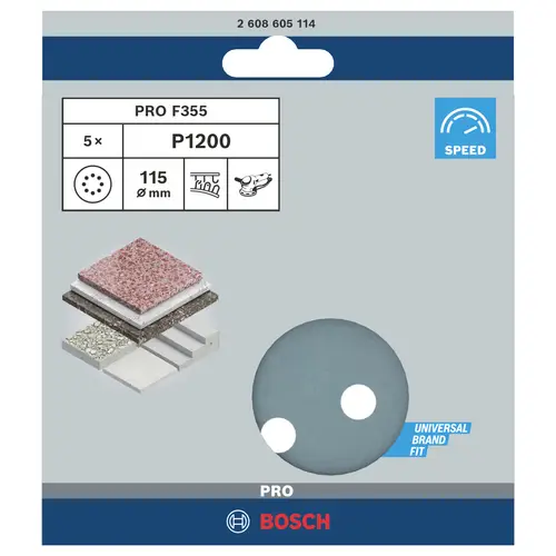 Bosch Accessories Best for Stone 2608605114 Exzenterschleifpapier mit Klett, gelocht Körnung (num) 1200 (Ø) 115mm 5St. Bosch Accessories Best for Stone 2608605114 Exzenterschleifpapier mit Klett, gelocht Körnung (num) 1200 (Ø) 115mm 5St.