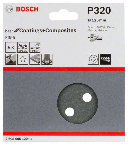Bosch Accessories Best for Stone 2608605120 Exzenterschleifpapier mit Klett, gelocht Körnung (num) 320 (Ø) 125mm 5St.
