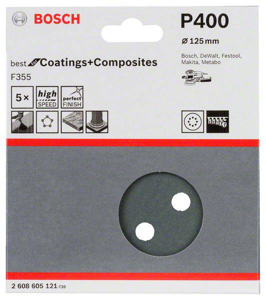 Bosch Accessories Best for Stone 2608605121 Exzenterschleifpapier mit Klett, gelocht Körnung (num) 400 (Ø) 125mm 5St.