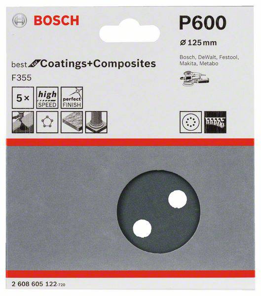 Bosch Accessories Best for Stone 2608605122 Exzenterschleifpapier mit Klett, gelocht Körnung (num) 600 (Ø) 125mm 5St.