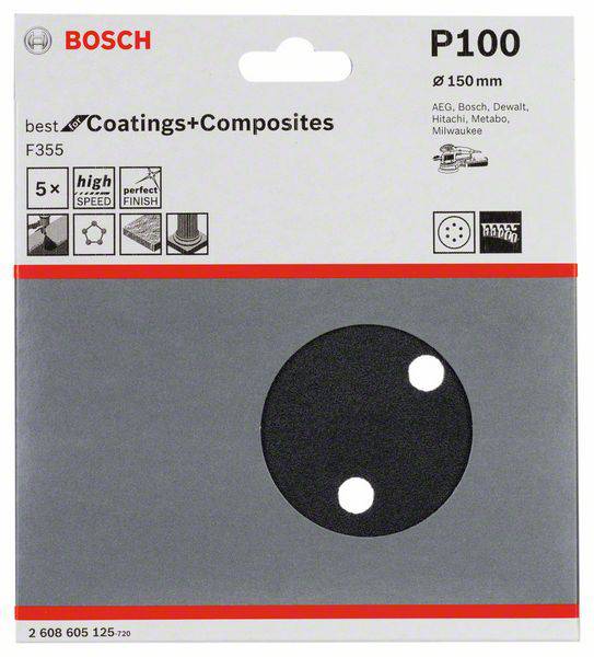 Bosch Accessories Best for Stone 2608605125 Exzenterschleifpapier mit Klett, gelocht Körnung (num) 100 (Ø) 150mm 5St.
