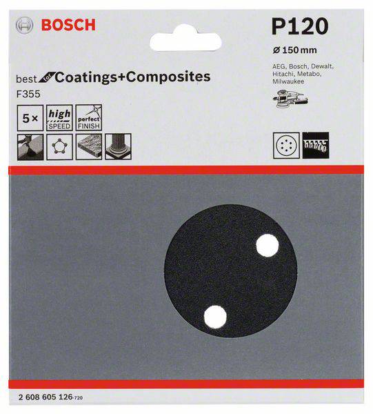 Bosch Accessories Best for Stone 2608605126 Exzenterschleifpapier mit Klett, gelocht Körnung (num) 120 (Ø) 150mm 5St.
