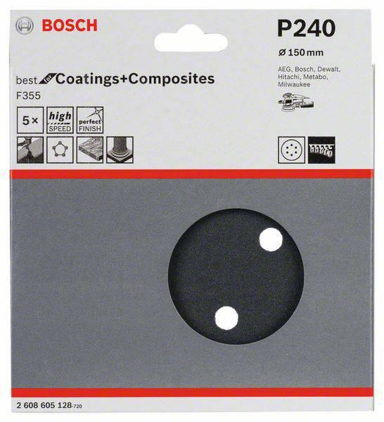 Bosch Accessories Best for Stone 2608605128 Exzenterschleifpapier mit Klett, gelocht Körnung (num) 240 (Ø) 150mm 5St.