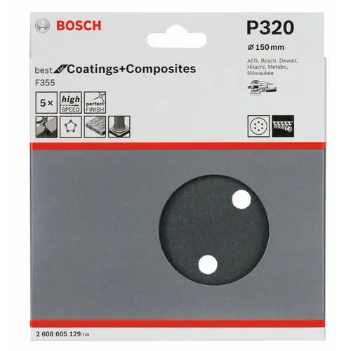 Bosch Accessories Best for Stone 2608605129 Exzenterschleifpapier mit Klett, gelocht Körnung (num) 320 (Ø) 150mm 5St. Bosch Accessories Best for Stone 2608605129 Exzenterschleifpapier mit Klett, gelocht Körnung (num) 320 (Ø) 150mm 5St.