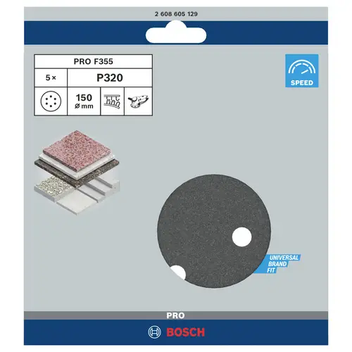 Bosch Accessories Best for Stone 2608605129 Exzenterschleifpapier mit Klett, gelocht Körnung (num) 320 (Ø) 150mm 5St. Bosch Accessories Best for Stone 2608605129 Exzenterschleifpapier mit Klett, gelocht Körnung (num) 320 (Ø) 150mm 5St.