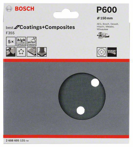 Bosch Accessories Best for Stone 2608605131 Exzenterschleifpapier mit Klett, gelocht Körnung (num) 600 (Ø) 150mm 5St.