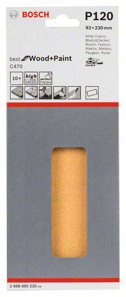 Bosch Accessories Best for Wood 2608605235 Schwingschleifpapier ungelocht Körnung num 120 (L x B) 230mm x 93mm 10St.