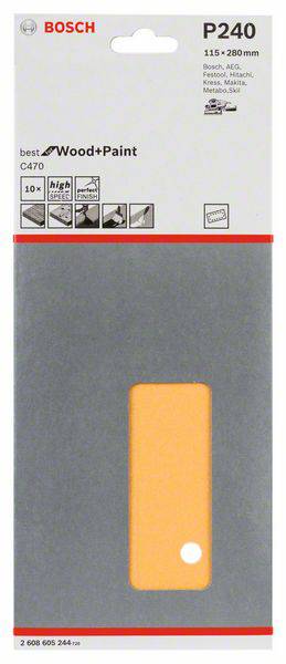 Bosch Accessories Best for Wood 2608605244 Schwingschleifpapier gelocht Körnung 240  (L x B) 280 mm x 115 mm 10 St.