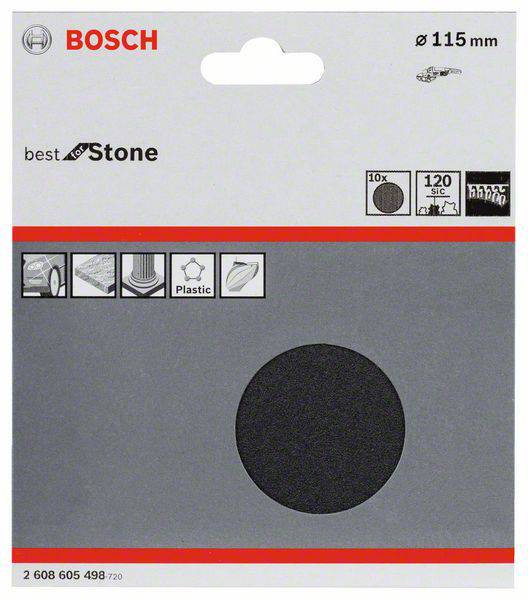 Bosch Accessories 2608605498 Schleifpapier für Schleifteller mit Klett, ungelocht Körnung (num) 120 (Ø) 115mm 10St.