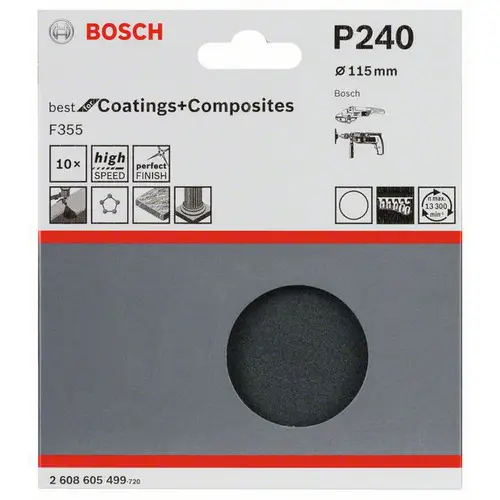 Bosch Accessories 2608605499 Schleifpapier für Schleifteller mit Klett, ungelocht Körnung (num) 240 (Ø) 115mm 10St. Bosch Accessories 2608605499 Schleifpapier für Schleifteller mit Klett, ungelocht Körnung (num) 240 (Ø) 115mm 10St.