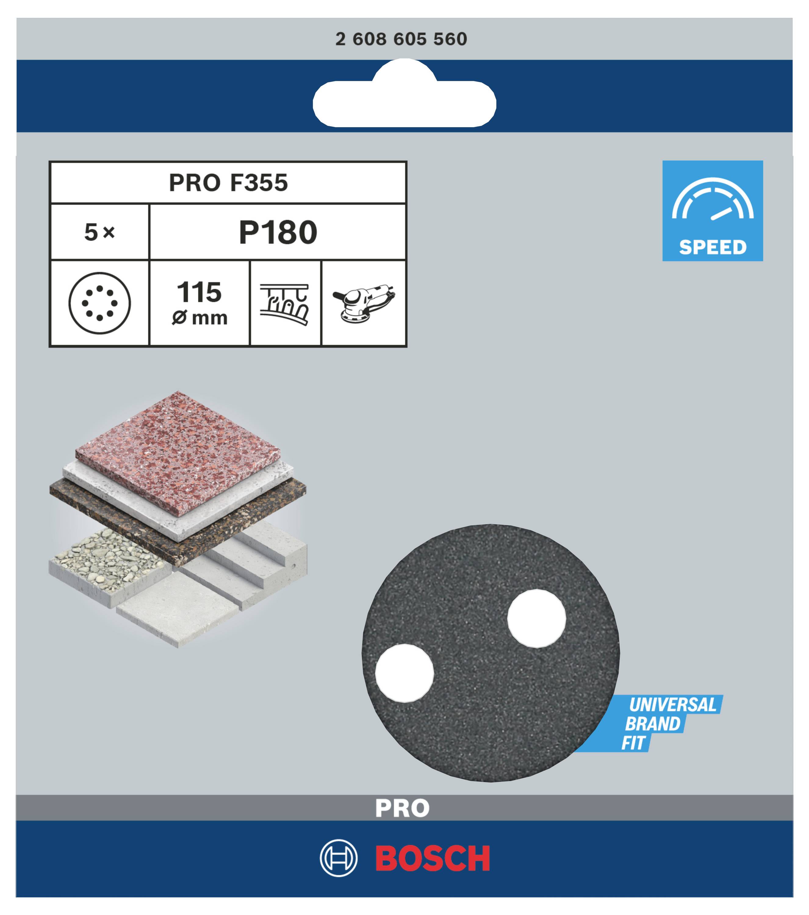 Bosch Accessories Best for Stone 2608605560 Exzenterschleifpapier mit Klett, gelocht Körnung (num) 180 (Ø) 115mm 5St.