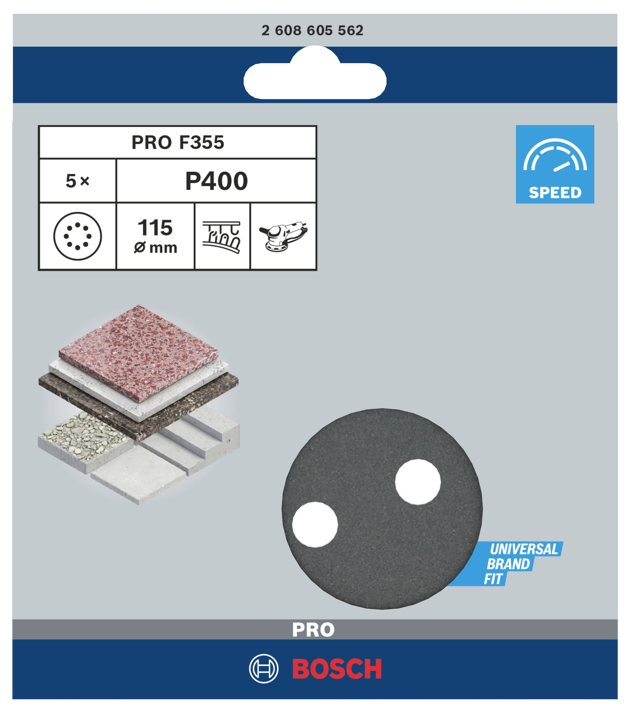 Bosch Accessories Best for Stone 2608605562 Exzenterschleifpapier mit Klett, gelocht Körnung (num) 400 (Ø) 115mm 5St.