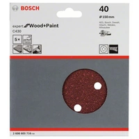 Bosch Accessories Expert for Wood 2608605716 Exzenterschleifpapier mit Klett, gelocht Körnung (num) 40 (Ø) 150mm 5St. Bosch Accessories Expert for Wood 2608605716 Exzenterschleifpapier mit Klett, gelocht Körnung (num) 40 (Ø) 150mm 5St.