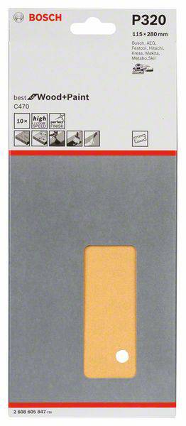 Bosch Accessories  2608605847 Schwingschleifpapier gelocht Körnung 320  (L x B) 280 mm x 115 mm 10 St.