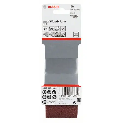 Bosch Accessories 2608606000 Schleifband Körnung (num) 40 (L x B) 400mm x 60mm 3St. Bosch Accessories 2608606000 Schleifband Körnung (num) 40 (L x B) 400mm x 60mm 3St.