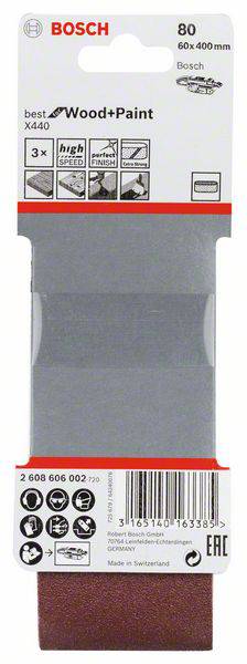 Bosch Accessories 2608606002 Schleifband Körnung (num) 80 (L x B) 400mm x 60mm 3St.