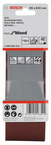 Bosch Accessories 2608606015 Schleifband Körnung (num) 40 (L x B) 410mm x 65mm 3St.