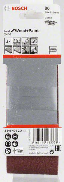 Bosch Accessories 2608606017 Schleifband Körnung (num) 80 (L x B) 410mm x 65mm 3St.