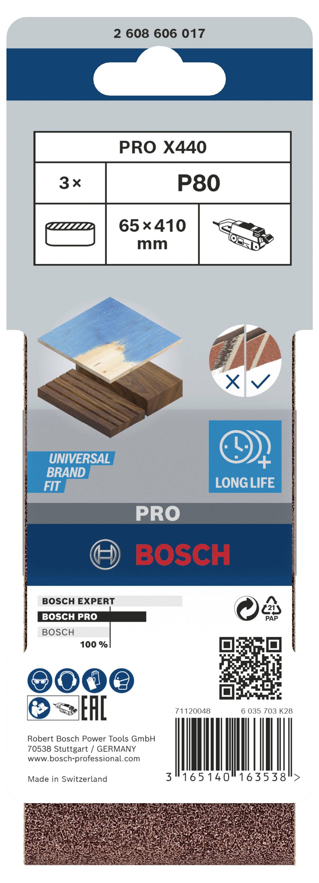 Bosch Accessories 2608606017 Schleifband Körnung (num) 80 (L x B) 410mm x 65mm 3St.