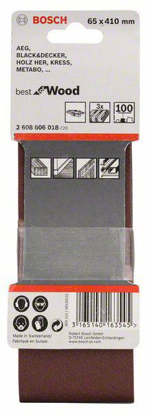 Bosch Accessories 2608606018 Schleifband Körnung (num) 100 (L x B) 410mm x 65mm 3St.
