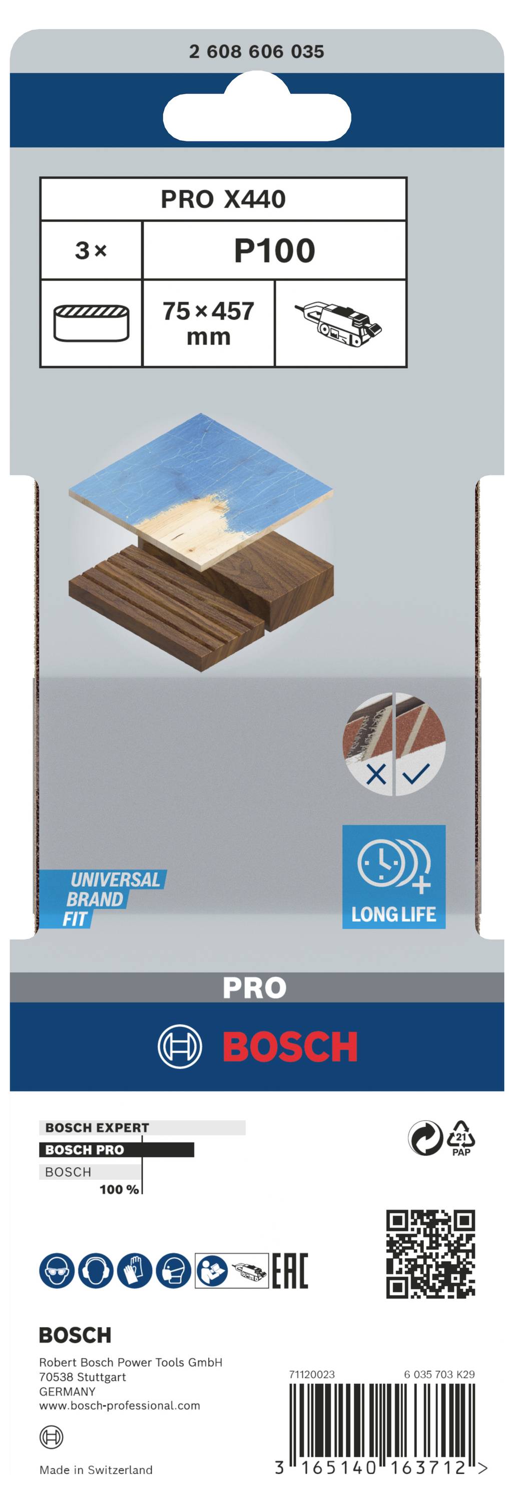 Bosch Accessories 2608606035 Schleifband Körnung (num) 100 (L x B) 457mm x 75mm 3St.