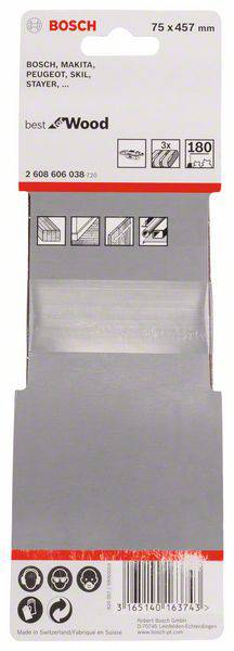 Bosch Accessories 2608606038 Schleifband Körnung (num) 180 (L x B) 457mm x 75mm 3St.