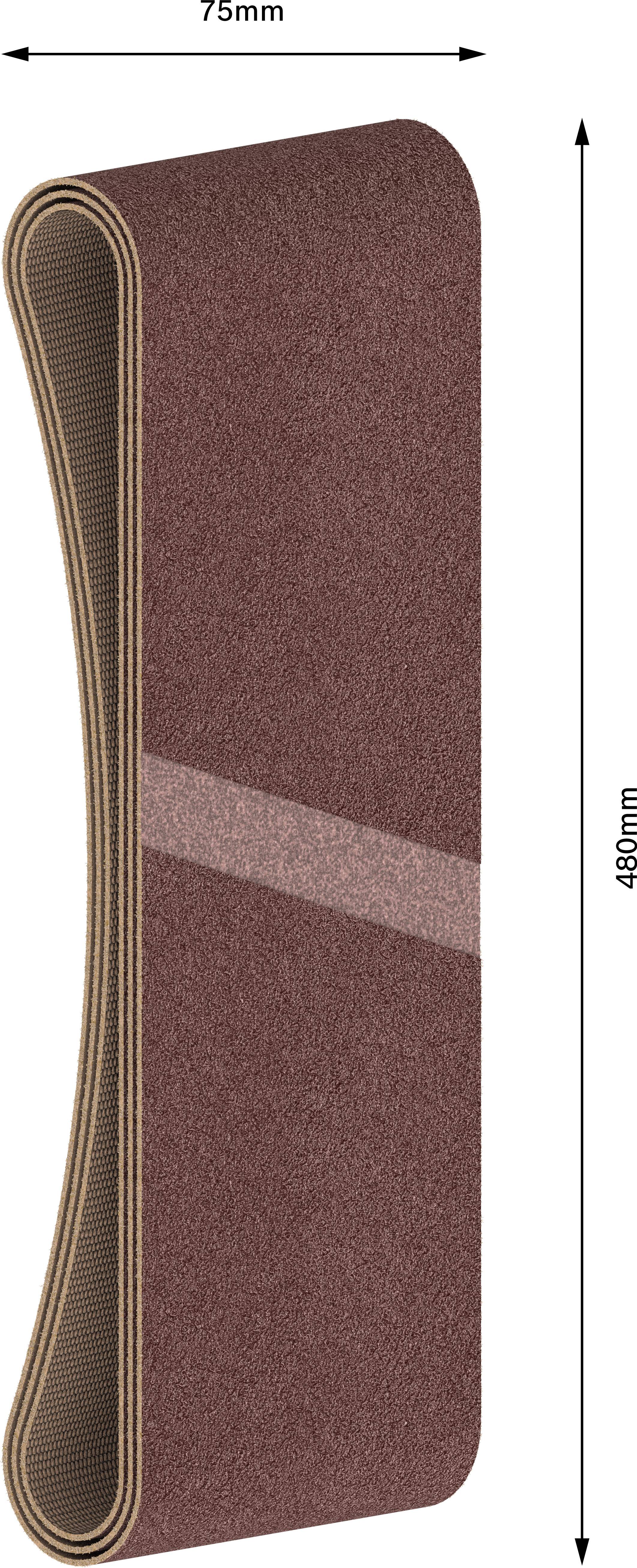 Schleifband in Braun, 480 mm lang und 75 mm breit.