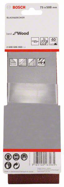 Bosch Accessories 2608606060 Schleifband Körnung (num) 40 (L x B) 508mm x 75mm 3St.
