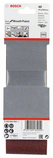 Bosch Accessories 2608606069 Schleifband Körnung (num) 40 (L x B) 533mm x 75mm 3St.