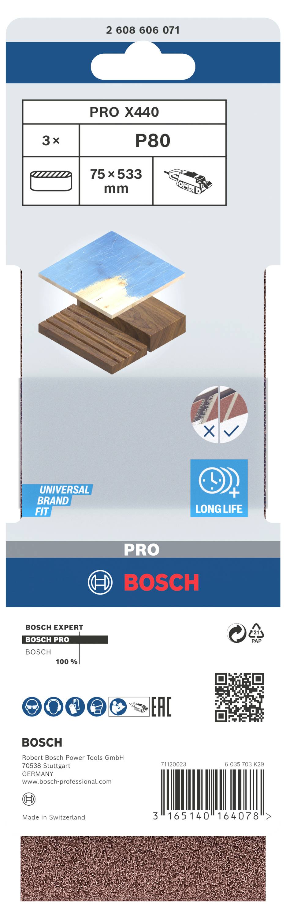 Bosch Accessories 2608606071 Schleifband Körnung (num) 80 (L x B) 533mm x 75mm 3St.
