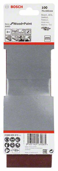 Bosch Accessories 2608606072 Schleifband Körnung (num) 100 (L x B) 533mm x 75mm 3St.