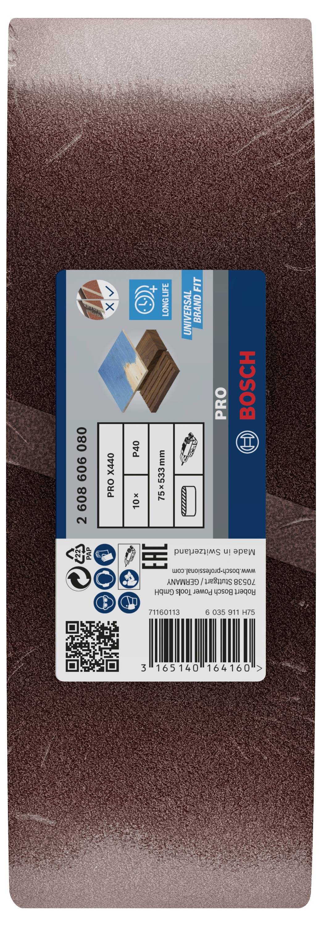 Bosch Accessories 2608606080 Schleifband Körnung (num) 40 (L x B) 533mm x 75mm 10St.